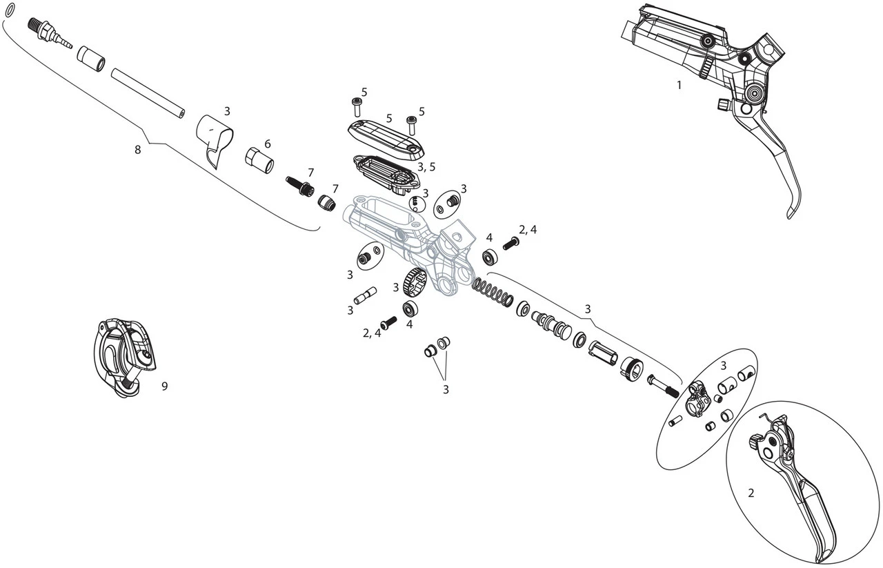 SRAM Pièces Détachées Pour Levier De Frein Guide RSC (A1) (2015-2016) 1 SRAM Pièces Détachées Pour Levier De Frein Guide RSC (A1) (2015-2016)