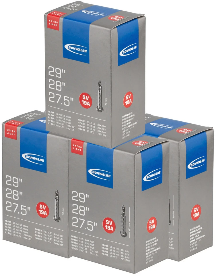 Schwalbe Chambre à Air 19A Extralight Pour 27,5" / 28" / 29" - 5 Pièces 1 Schwalbe Chambre à Air 19A Extralight Pour 27,5" / 28" / 29" - 5 Pièces